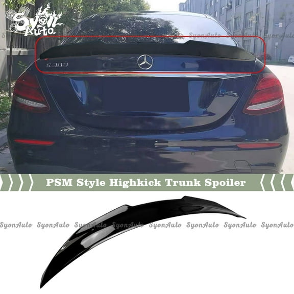 FITS 2017-2020 MERCEDES BENZ W213 E-CLASS GLOSSY BLACK PSM STYLE HIGH KICK TRUNK SPOILER