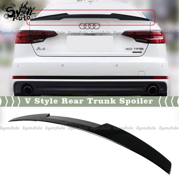 FITS 2017-2021 AUDI A4 & S4 B9 GLOSSY BLACK V STYLE REAR TRUNK SPOILER WING LID