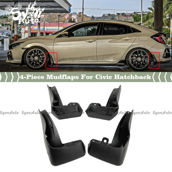 FITS 2017-2021 HONDA CIVIC HATCHBACK FK4 FK7 PLASTIC 4PC MUD FLAP SPLASH GUARD