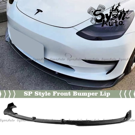 FITS 2017-2021 TESLA MODEL 3 GLOSSY BLACK 3PC SP STYLE FRONT BUMPER LIP SPLITTER