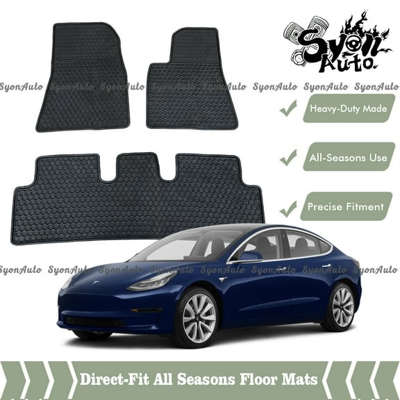 FITS 2017+ TESLA MODEL 3 DIRECT FIT ALL SEASONS HEAVY DUTY WATERPROOF FLOOR MATS