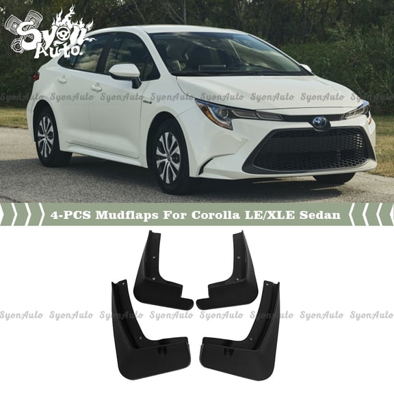FITS 2020+ TOYOTA COROLLA SEDAN LE/XLE BLACK PLASTIC 4PC MUD FLAP SPLASH GUARD