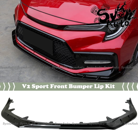 FITS 2020+ TOYOTA COROLLA SEDAN SE/XSE GLOSSY BLACK V2 SPORT FRONT BUMPER LIP KIT