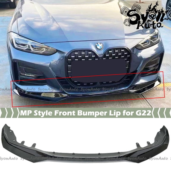 FITS 2021-2024 BMW G22 G23 430i M440i MP STYLE GLOSS BLACK FRONT BUMPER LIP CHIN