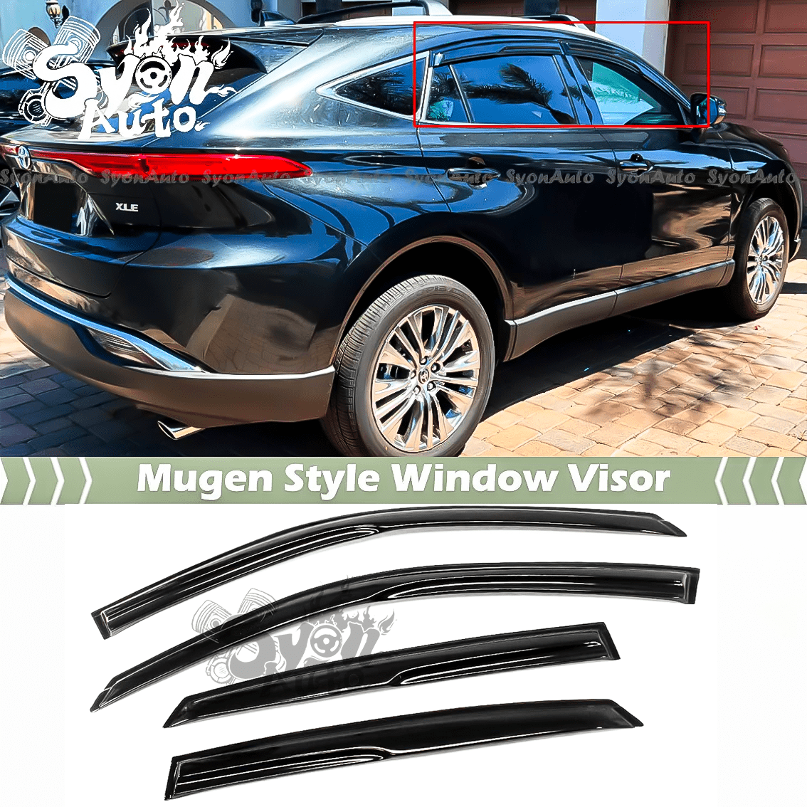 Car Rain Guards Sun Shields Window Visors For 2013-2020 Ford Fusion | 4-Piece Tape-On Rain Guards | Mugen Style Deflectors Tape-on Window Visors - Foto 13