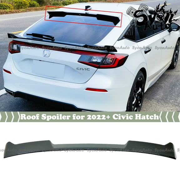 FITS 2022-2024 HONDA CIVIC HATCHBACK GLOSSY BLACK REAR ROOF SPOILER WING LID VISOR