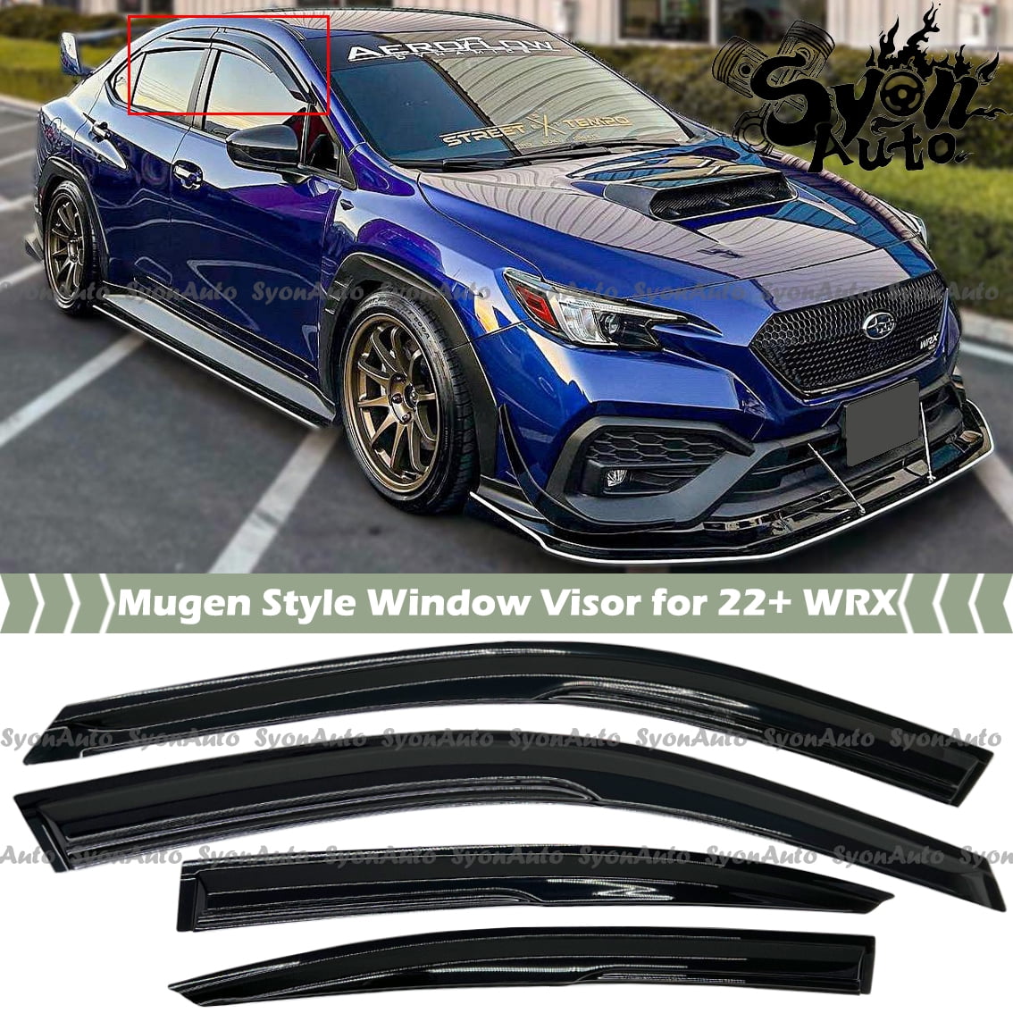 FITS 20222024 Subaru WRX VB JDM Mugen Style Window Visor Rain Guard