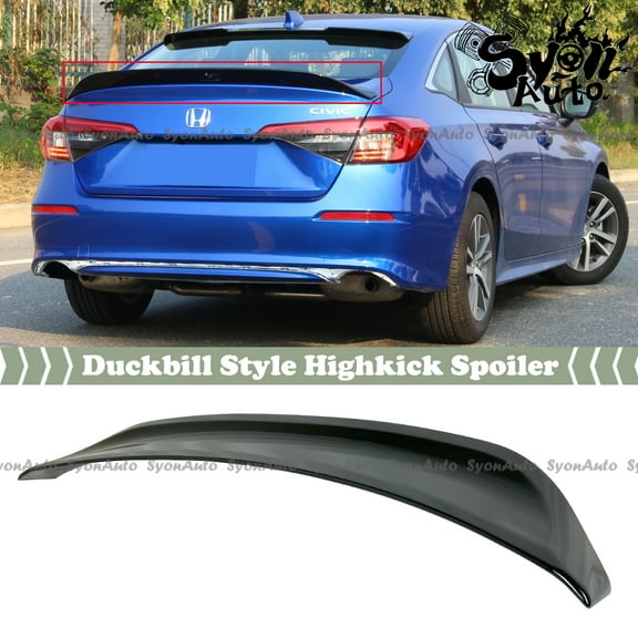 FITS 2022+ HONDA CIVIC SEDAN GLOSSY BLACK DUCKBILL STYLE HIGH KICK TRUNK SPOILER WING