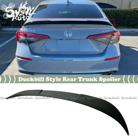 FITS 2022+ HONDA CIVIC SEDAN GLOSSY BLACK DUCKBILL STYLE HIGH KICK TRUNK SPOILER