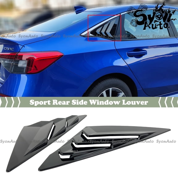 FITS 2022+ HONDA CIVIC SEDAN GLOSSY BLACK JDM SP STYLE SIDE WINDOW LOUVER VENT