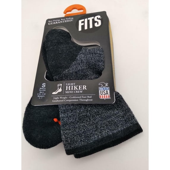 FITS Light Hiker Mini-Crew – Lightweight Padded Wool Hiking Socks for Outdoors -