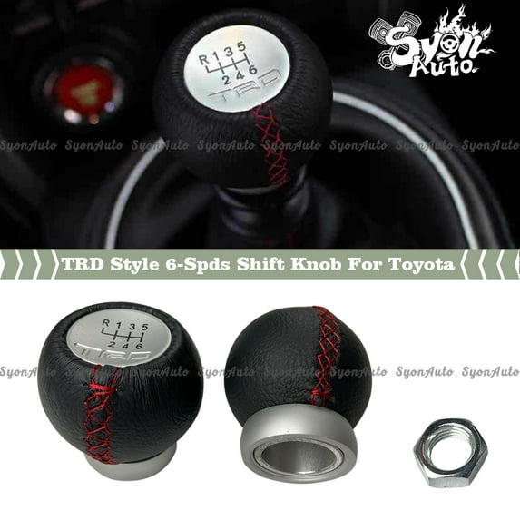 FITS TOYOTA MANUAL MODELS ALUMINUM TRD-STYLE SHIFT KNOB W/ LEATHER WRAP 6 SPEED