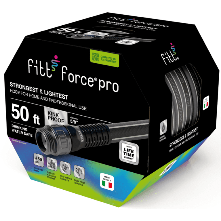 Fitt Force Pro 5/8 in. D X 50 ft. L Heavy Duty Premium Grade Garden Hose Black,Blue Fitt Force Pro 5/8 in. D X 50 ft. L Heavy Duty Premium Grade Garden Hose Black,Blue