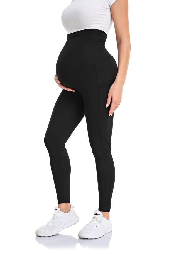 High Waist Women's Maternity Leggings with Side Pockets S-XL Female