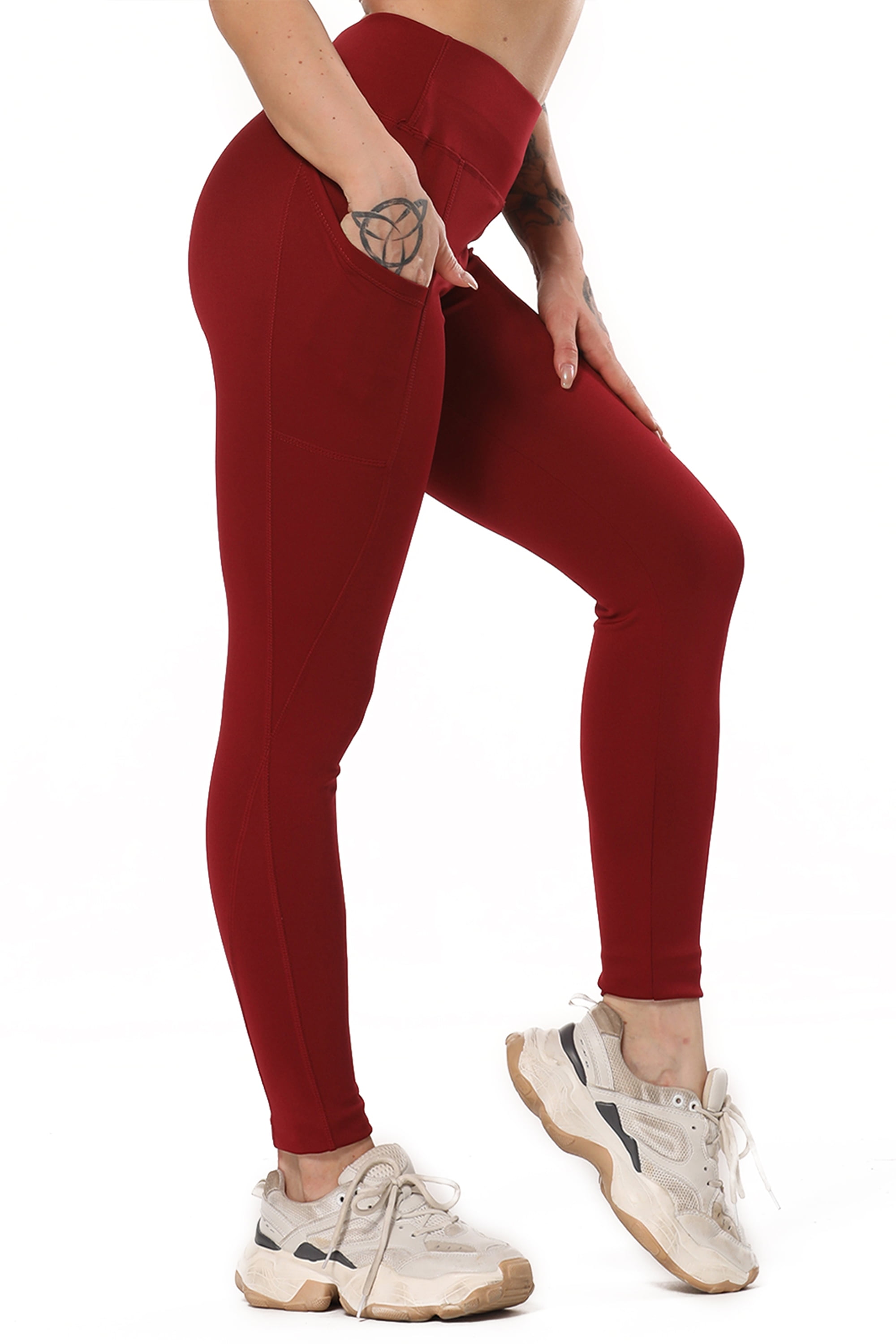 FITTOO High Waist Yoga Pants with Pockets for Women Tummy Control Yoga