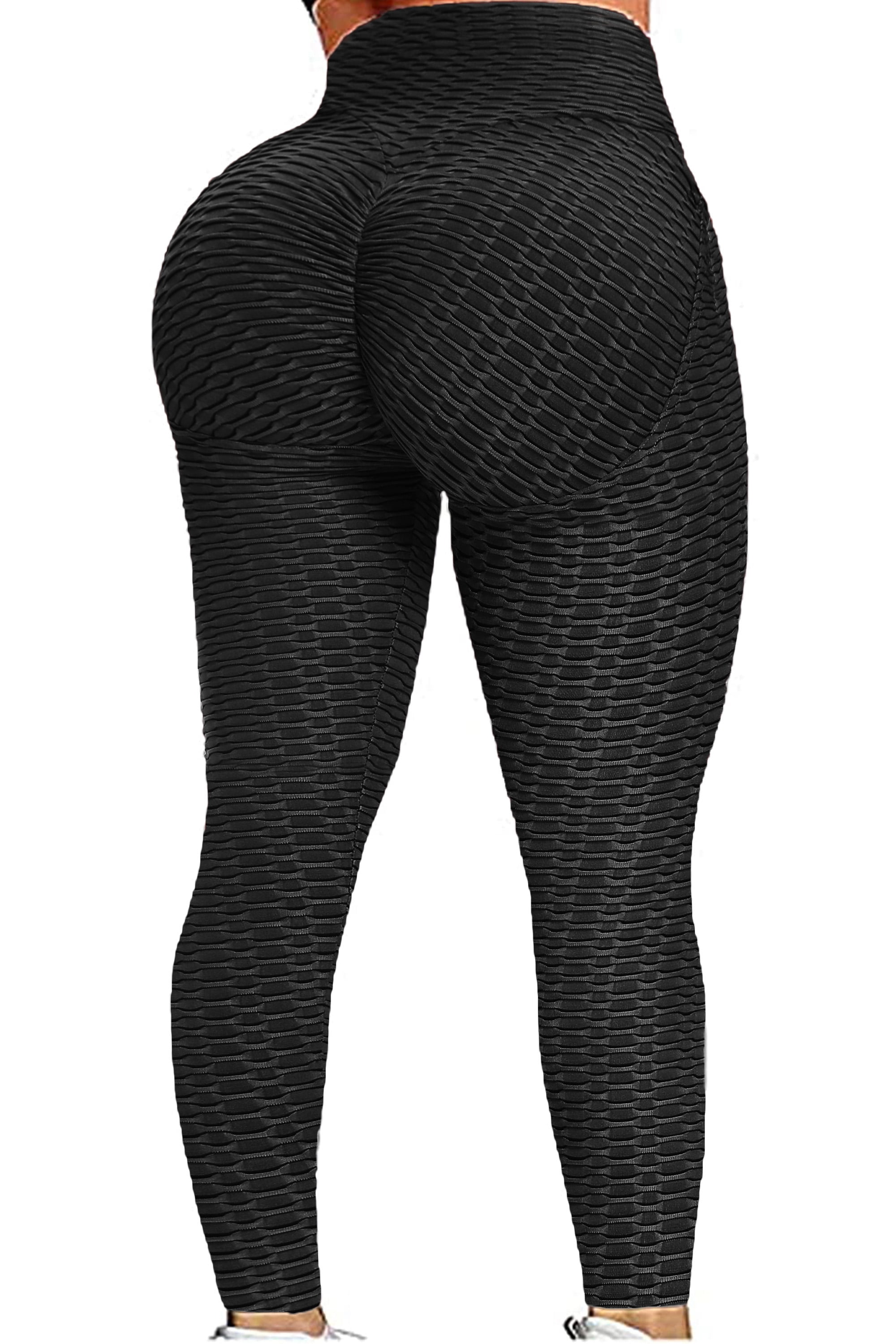 FITTOO Sexy Women Booty Yoga Pants High Waisted Honeycomb Ruched Butt Lift  Textured Tummy Control Scrunch Leggings - Walmart.com