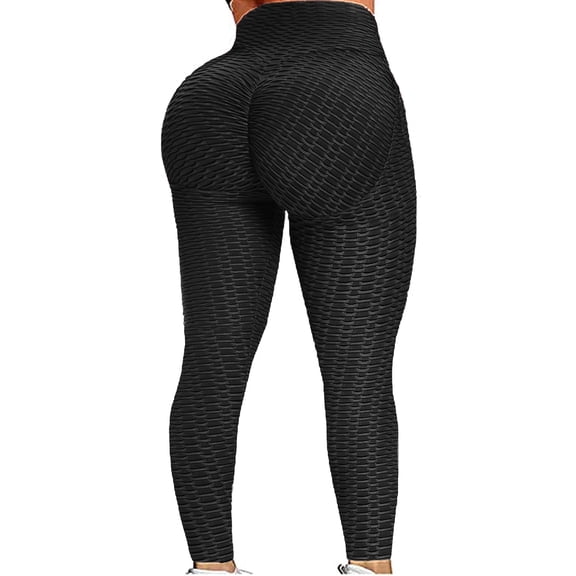 FITTOO Sexy Women Booty Yoga Pants High Waisted Honeycomb Ruched Butt Lift Textured Tummy Control Scrunch Leggings
