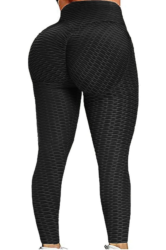 Sexy Women Booty Yoga Pants High Waisted Honeycomb Ruched Butt Lift Textured Tummy Control Scrunch Leggings