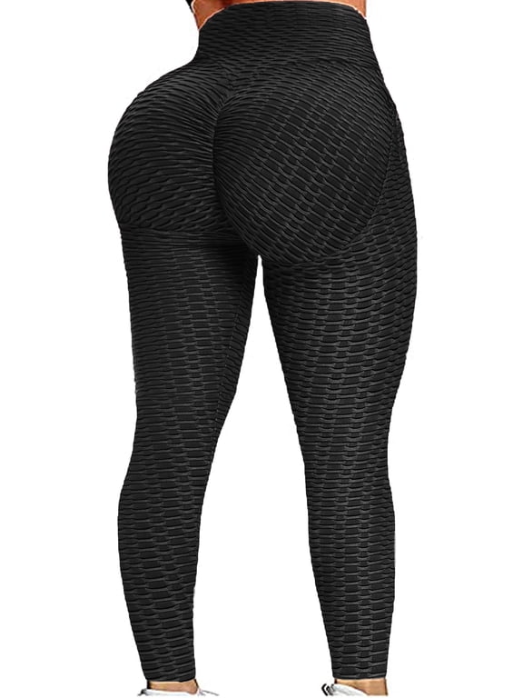 Women Booty Yoga Pants High Waisted Honeycomb Ruched Lift Textured Tummy Control Scrunch Leggings