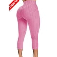 thumbnail image 1 of FITTOO Women High Waist Yoga Capris Ruched Butt Lifting Yoga Pant Booty Textured Leggings, 1 of 5