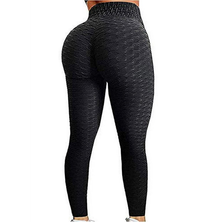 FITTOO Women's High Waisted Honeycomb Ruched Butt Scrunched Booty