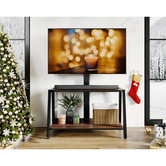 FITUEYES 2-in-1 TV Stand with Mount for max 55" TVsSwivel TV Mount Stand, Height Adjustable Bracket for Bedroom