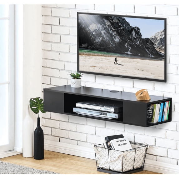 FITUEYES Wall Mounted Floating TV Stand Media Console DS210003WB Modern Black for 55 inch TVs