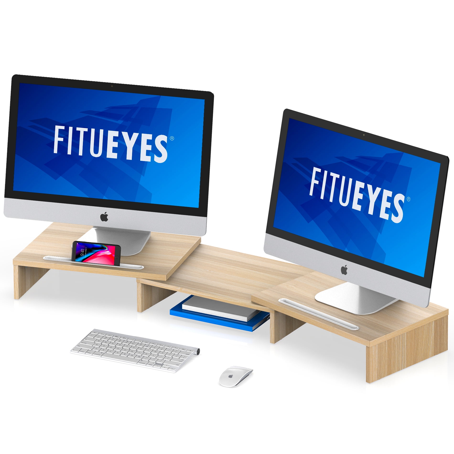 FITUEYES Computer Monitor Riser Desktop Laptop Stand Length Angle Adjustable Speaker PC Stand DT111106WO