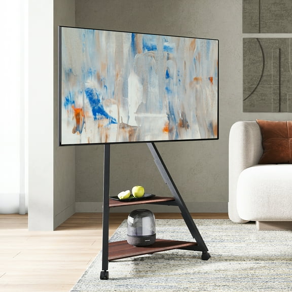 FITUEYES Comfortable Television Stand, Ironwood Walnut