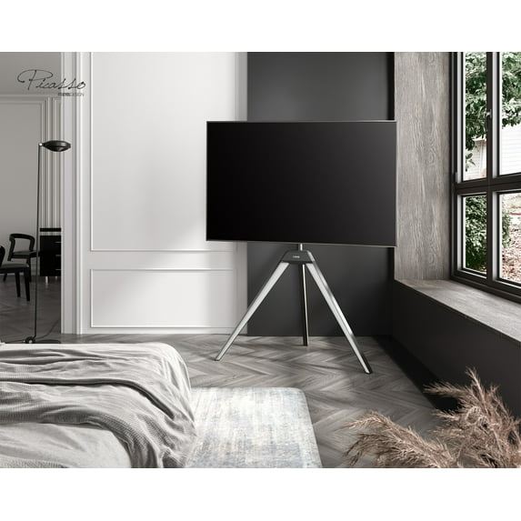 FITUEYES Design Corner TV Stand for 37 43 50 55 65 Inch TV, Easel TV Stand for Bedroom, Living Room and More, Modern TV Stand with Cable Management, Picasso Series.
