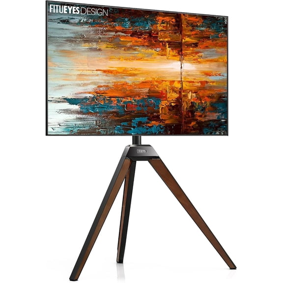 FITUEYES Picasso Series Easel TV Stand for 37-65 inch Screens, Modern Corner Stand with Cable Management for Bedroom and Living Room