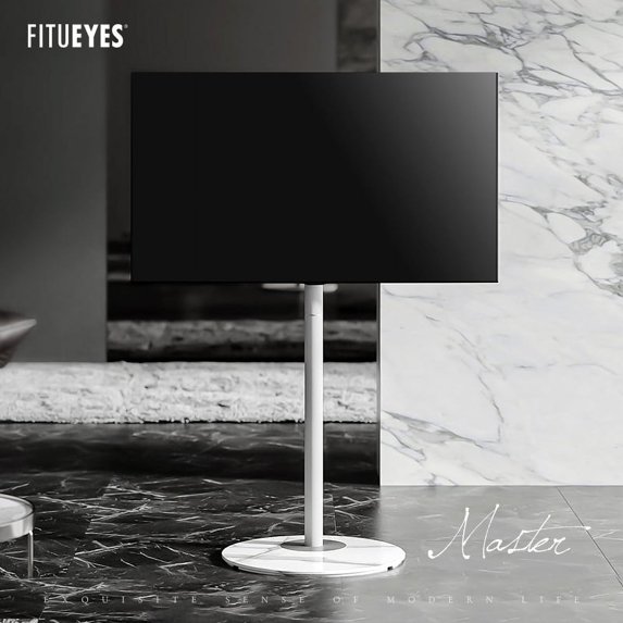 FITUEYES Design Corner TV Stand for 37-65 Inch, Modern TV Stand with Marble Textured Glass Base and Concealed Storage, Master Series.