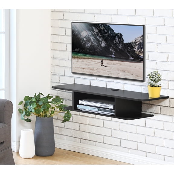 FITUEYES Floating Wall Mounted TV Console Storage Shelf Modern TV Stand Media Console Walnut DS211802WW
