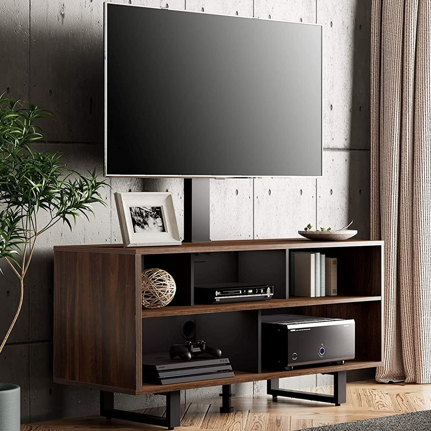 FITUEYES Floor TV Stand for 32–70 Inch TVs, Black, Swivel Mount