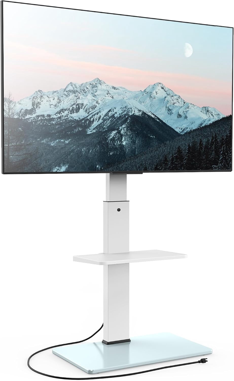 FITUEYES Floor TV Stand for 32–75 Inch TVs, White, Power Outlet, Swivel Mount
