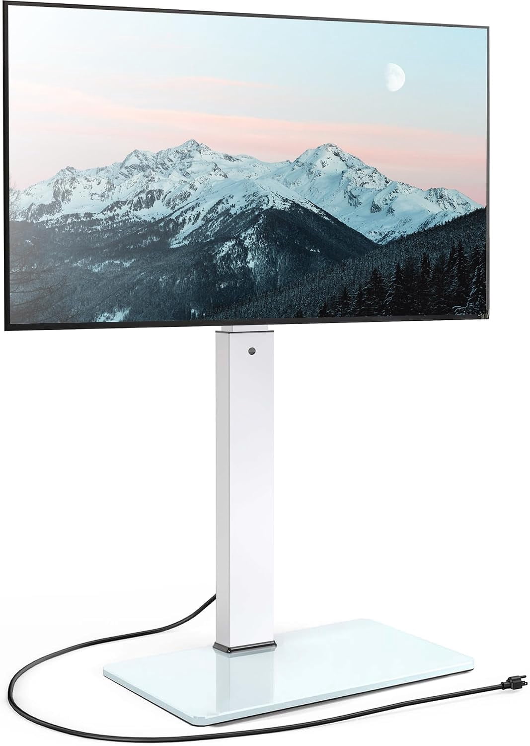 FITUEYES Floor TV Stand for 32–75 Inch TVs, White, Power Outlet, Swivel Mount