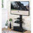 thumbnail image 1 of FITUEYES Floor TV Stand with Swivel Mount Glass Base & Two Shelves for up to 65 inch  Samsung Vizio TCL LED LCD Flat Screen TVs, TT307001MB-1, 1 of 8