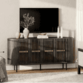 thumbnail image 1 of FITUEYES Fluted TV Stand, Mid-Century Modern Entertainment Center for 70" TVs, Wood Media Console with Pop-up Doors for Living Room & Bedroom, 64 inch, Black, 1 of 6