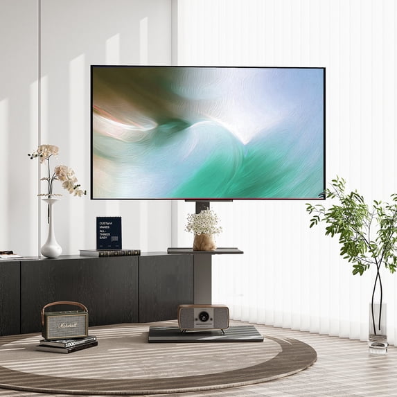 FITUEYES Iron Base Universal Floor TV Stands for 32-70 Inch TVs With Swivel and Tilt Function,Black