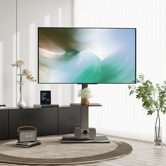 FITUEYES Iron Base Universal Floor TV Stands for 32-70 Inch TVs With Swivel and Tilt Function,Black