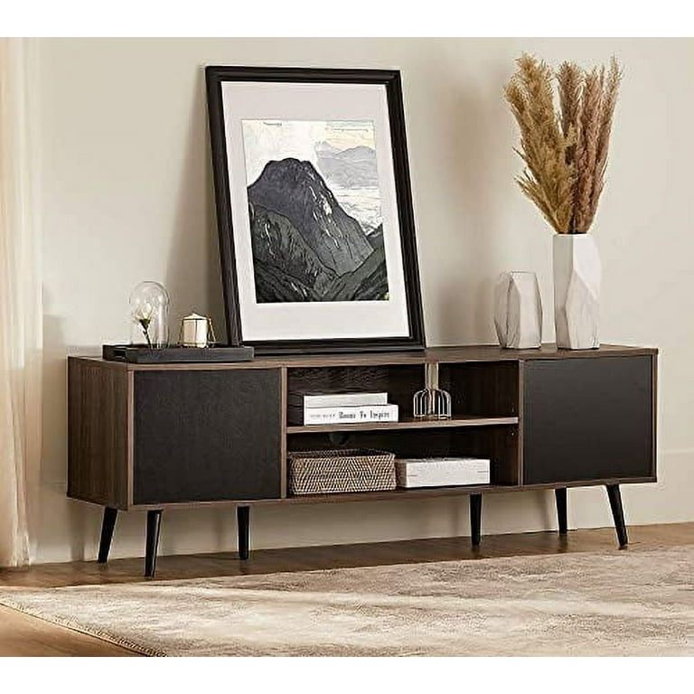 FITUEYES Mid Century TV Stand for TVs up to 65 inch Wood Modern