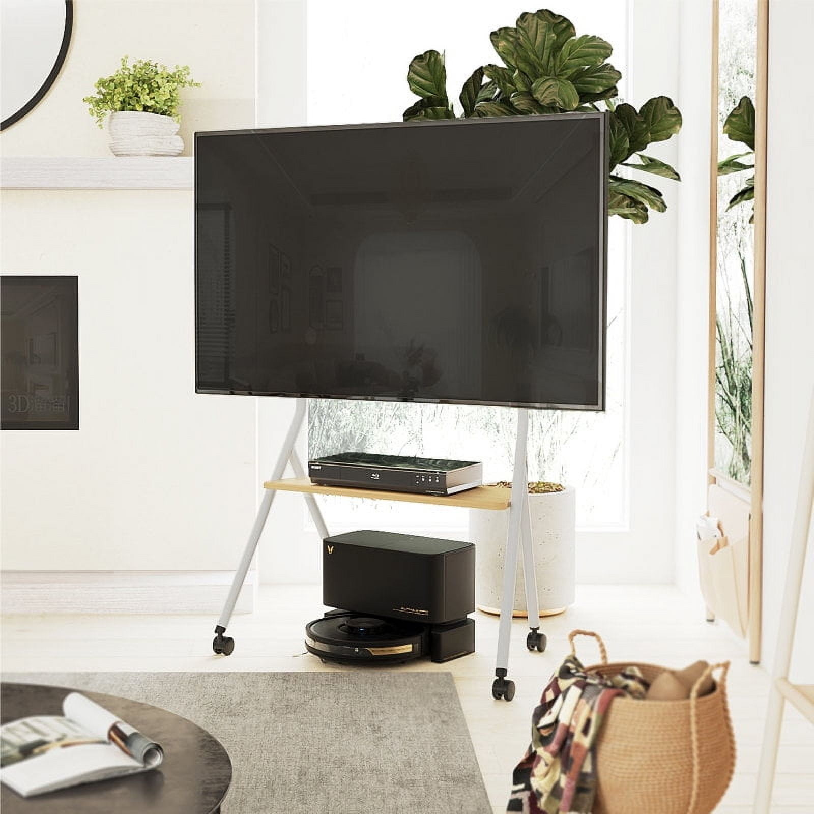 FITUEYES Mobile TV Stand Stylish Storage Corner TV Cart Mount for TVs Up to 78 Inch