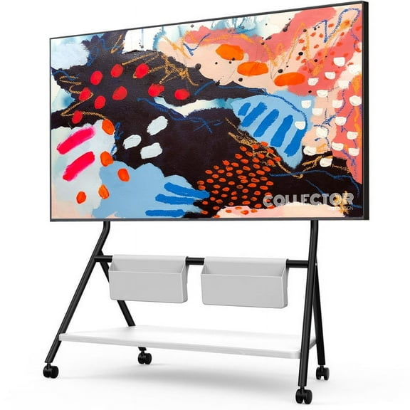 FITUEYES Modern TV Cart with 2 storage shelves Roling Floor TV Stand for 65-88 Inch TV