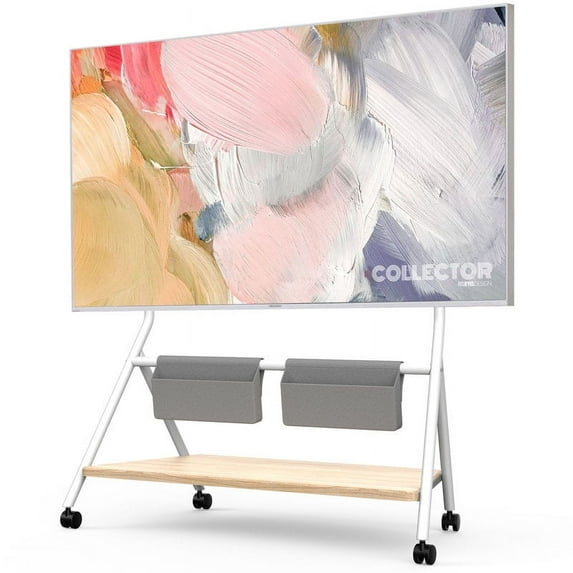 FITUEYES Modern TV Cart with 2 storage shelves Roling Floor TV Stand for 65-88 Inch TV