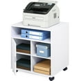 FITUEYES Office Wood Mobile Printer Stand on Wheels for Storing
