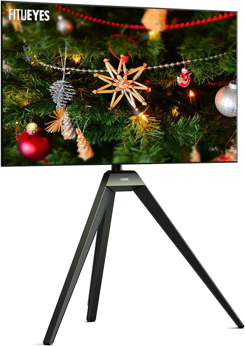 FITUEYES Picasso Series Corner TV Stand for 32–65 Inch TVs, Green Gradient, Concealed Storage