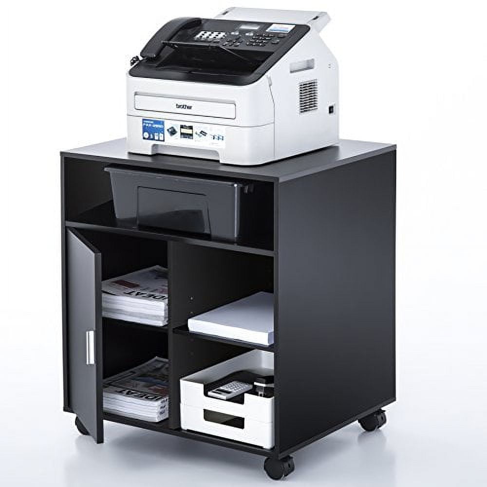 FITUEYES File Cabinet Mobile Printer Stand with storage on wheels 3 Shelf Multiple finishes Black PS406001WB
