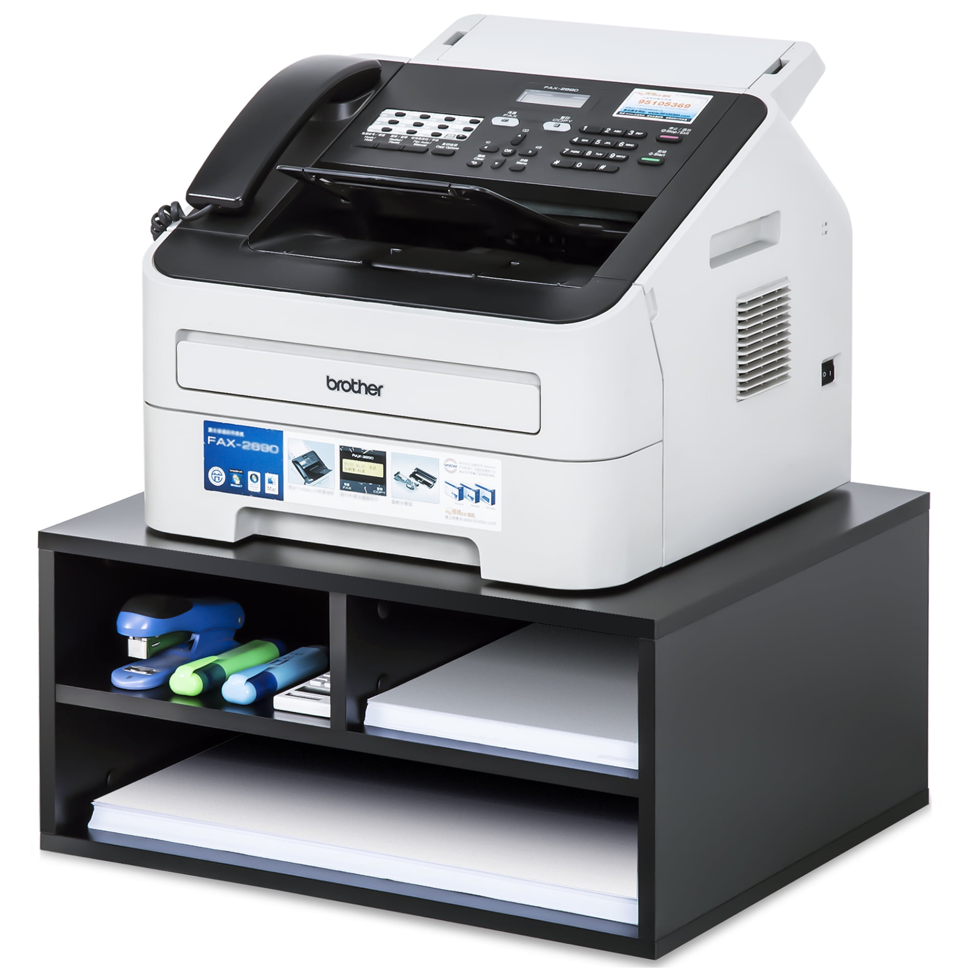 FITUEYES Printer Stands with Storage, Paper Organizer for Home & Office, Wood Desk Organizer, DO204701WB