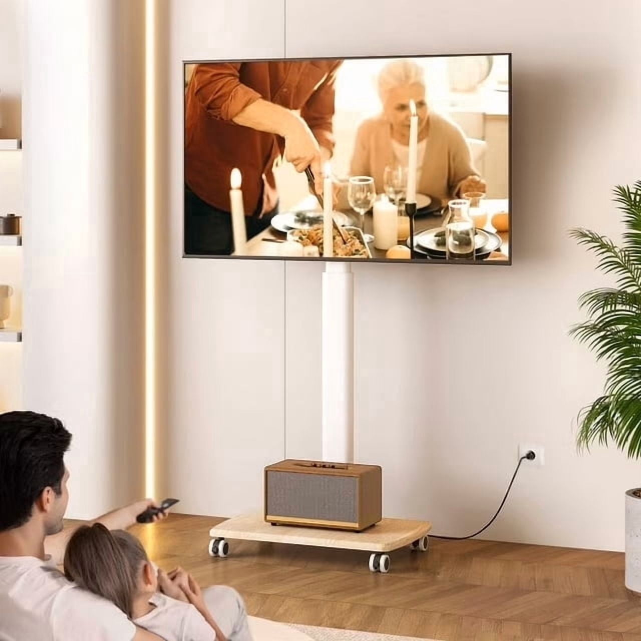 FITUEYES Rolling TV Floor Stand - 32-65 Inch TVs, Adjustable