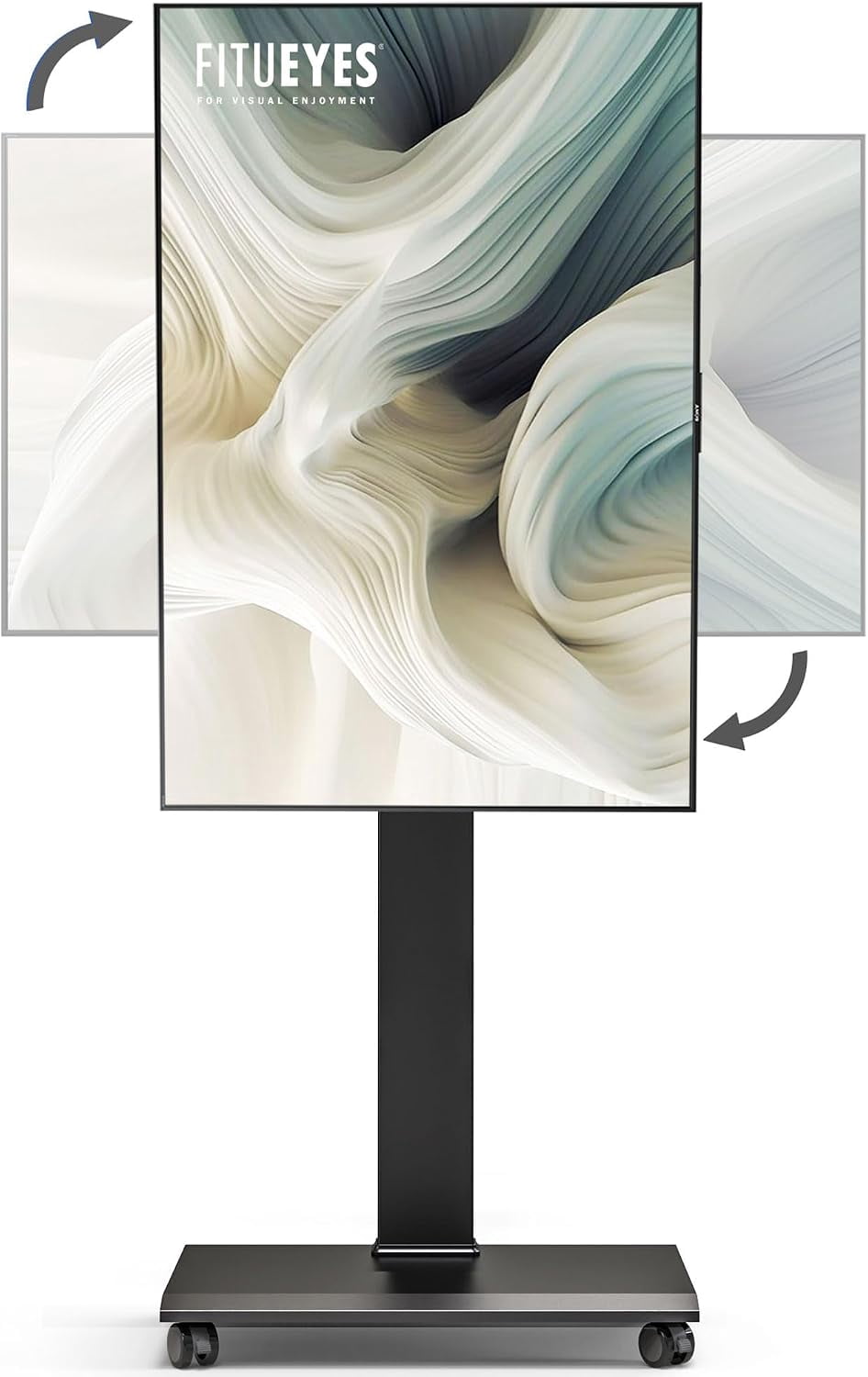 FITUEYES Rolling TV Stand for 32–75 Inch TVs, Black, Power Outlet, Portrait/Landscape Rotation